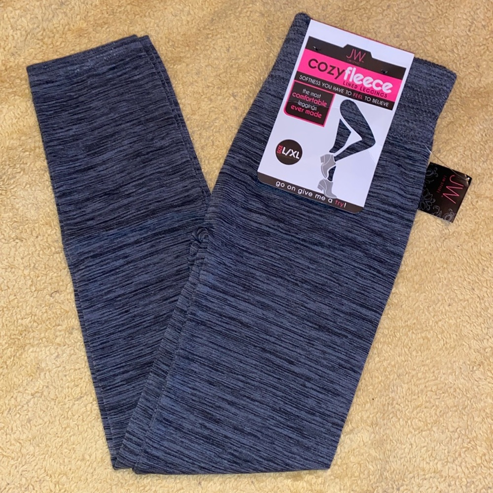 Cozy fleece lined leggings, gray/black colored mixed.  Size L/XL